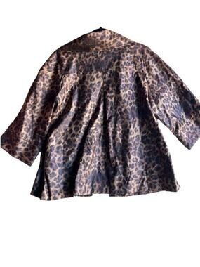 Susan Graver MEDIUM Cheetah Animal Print Jacket 3/4 Sleeve Windbreaker